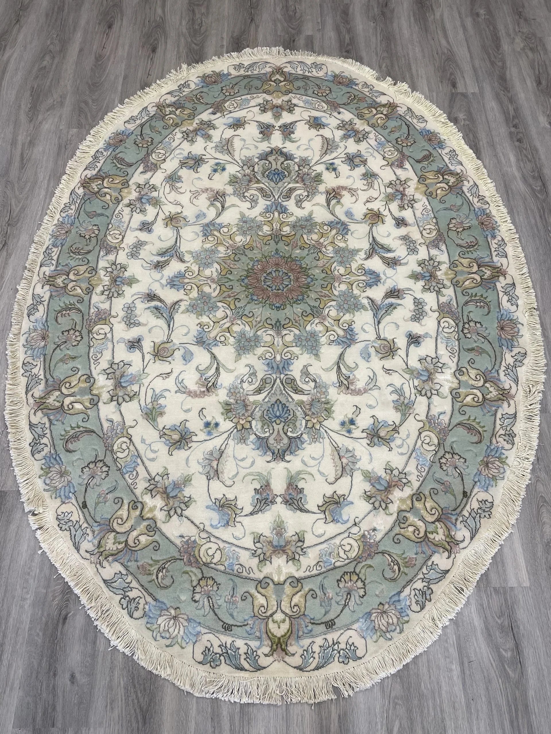 Tabriz Wool & Silk Oval Rug (4'6" x 6'4")
