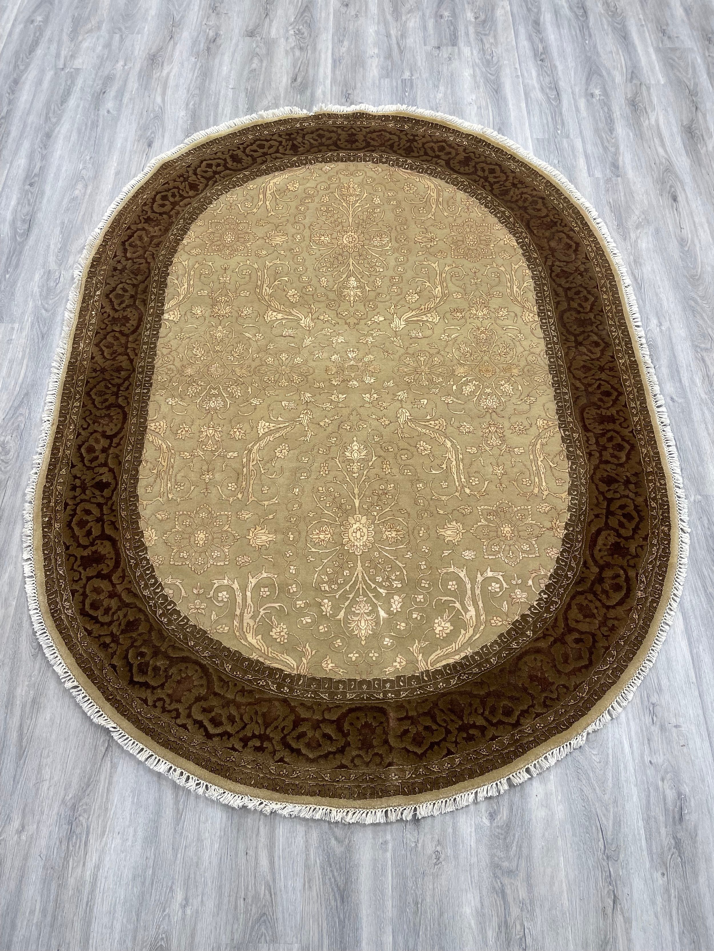 Tabriz Design Oval Wool Rug (5'6" x 7'6")