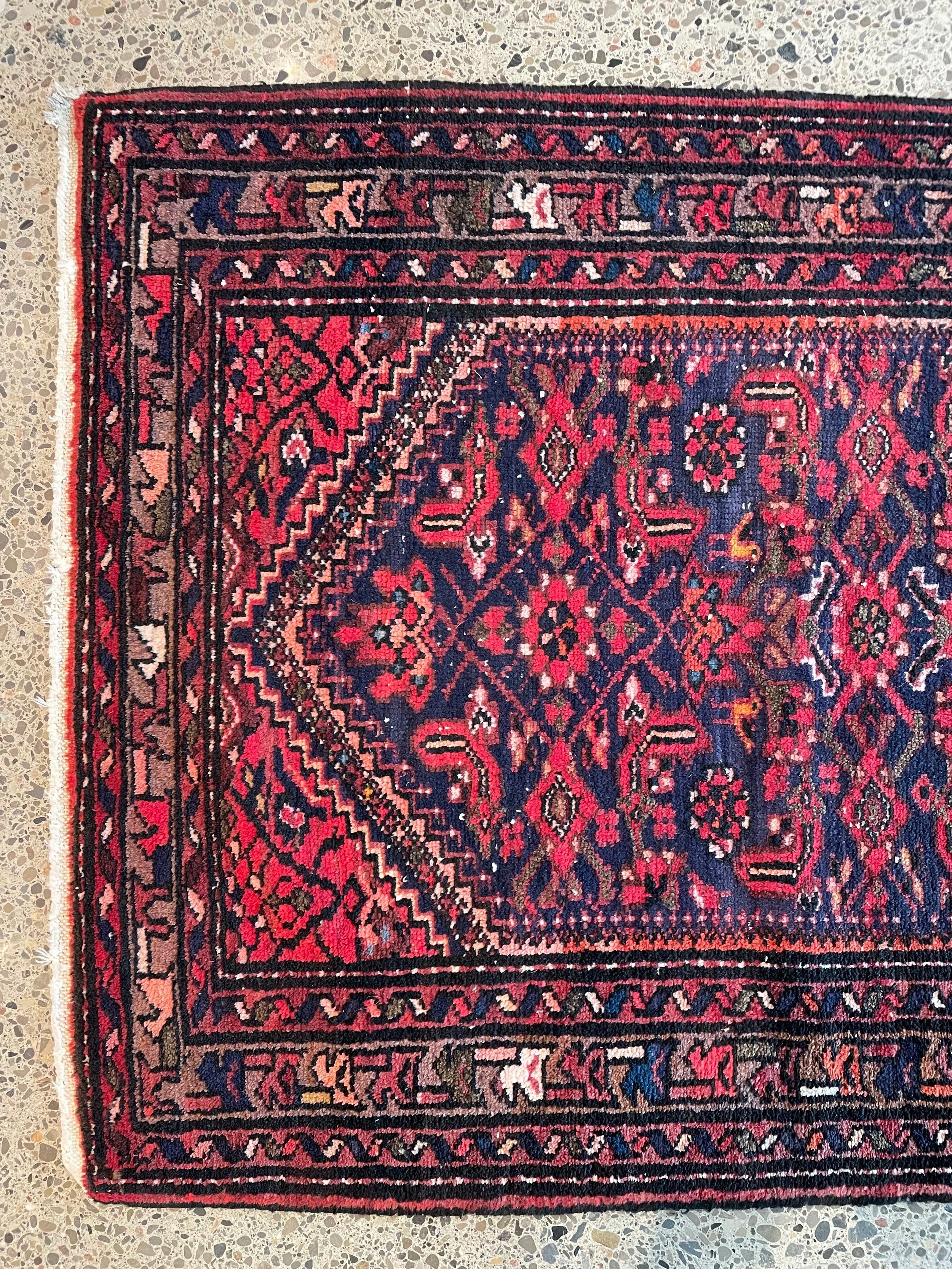Hamedan Vintage Wool Rug Runner (3'5" x 9'8")