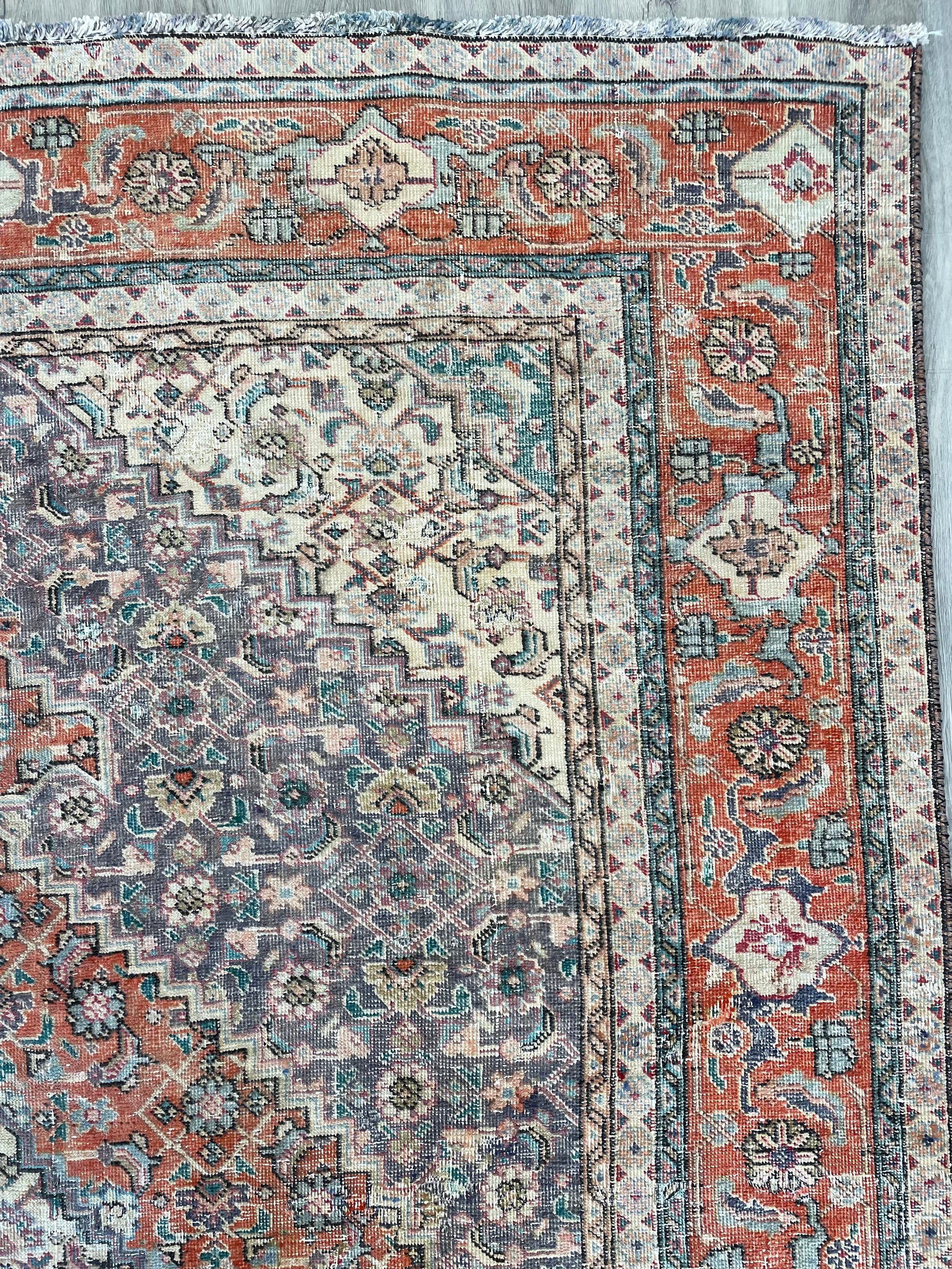 Distressed Vintage Wool Rug (6'4" x 9'5")