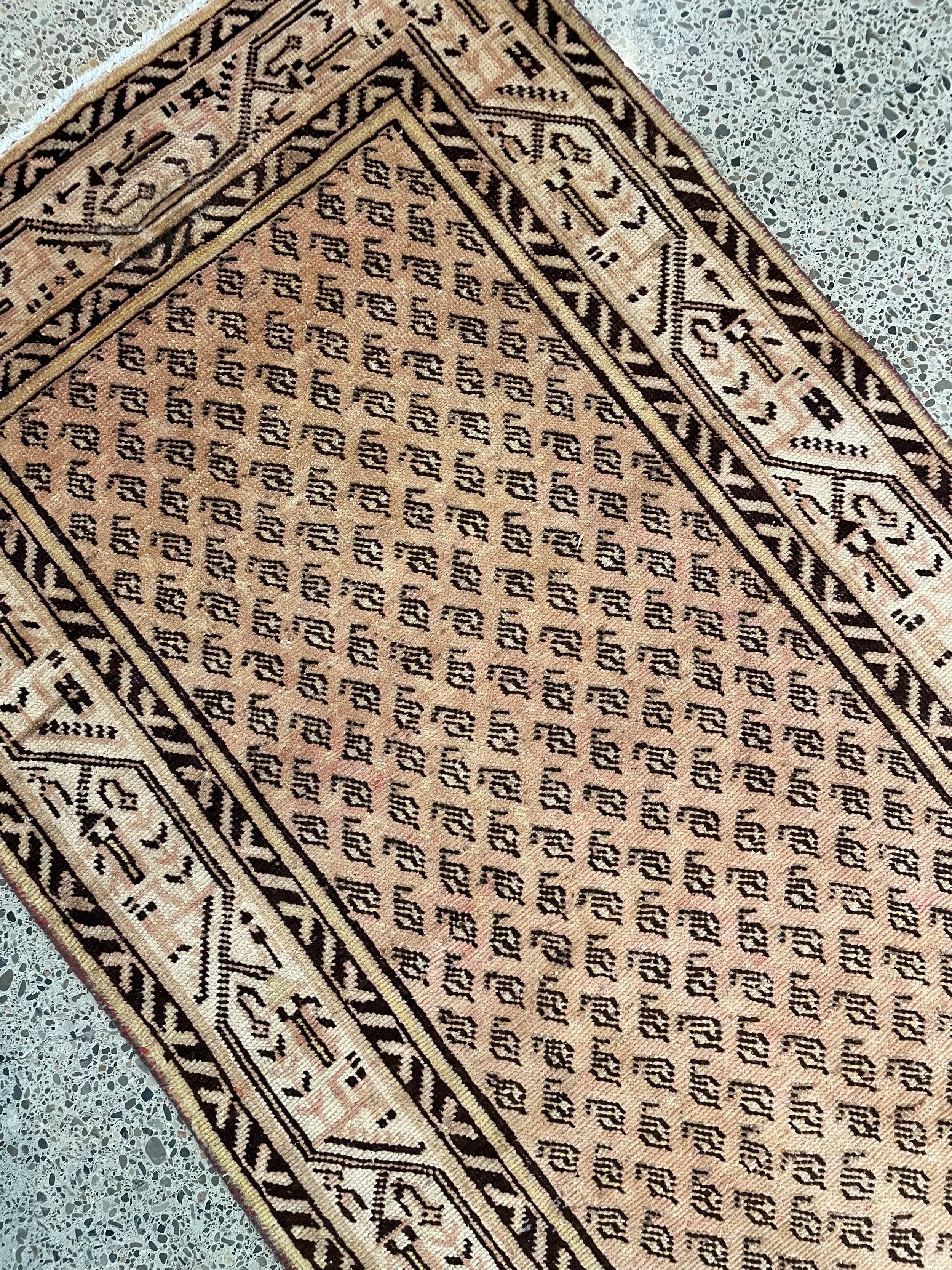 Neutral Vintage Wool Runner Rug (3'4" x 10'0")