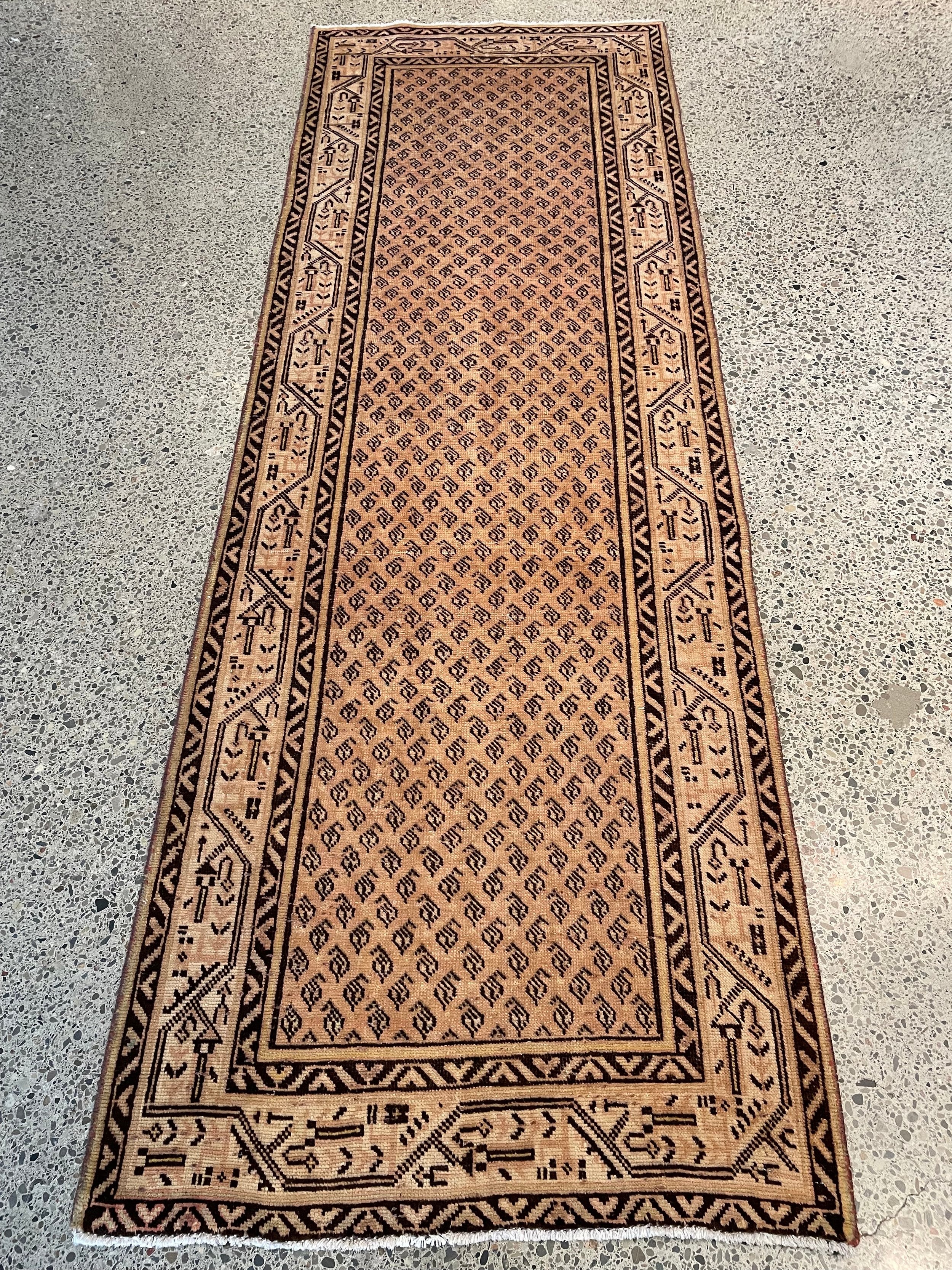 Neutral Vintage Wool Runner Rug (3'4" x 10'0")