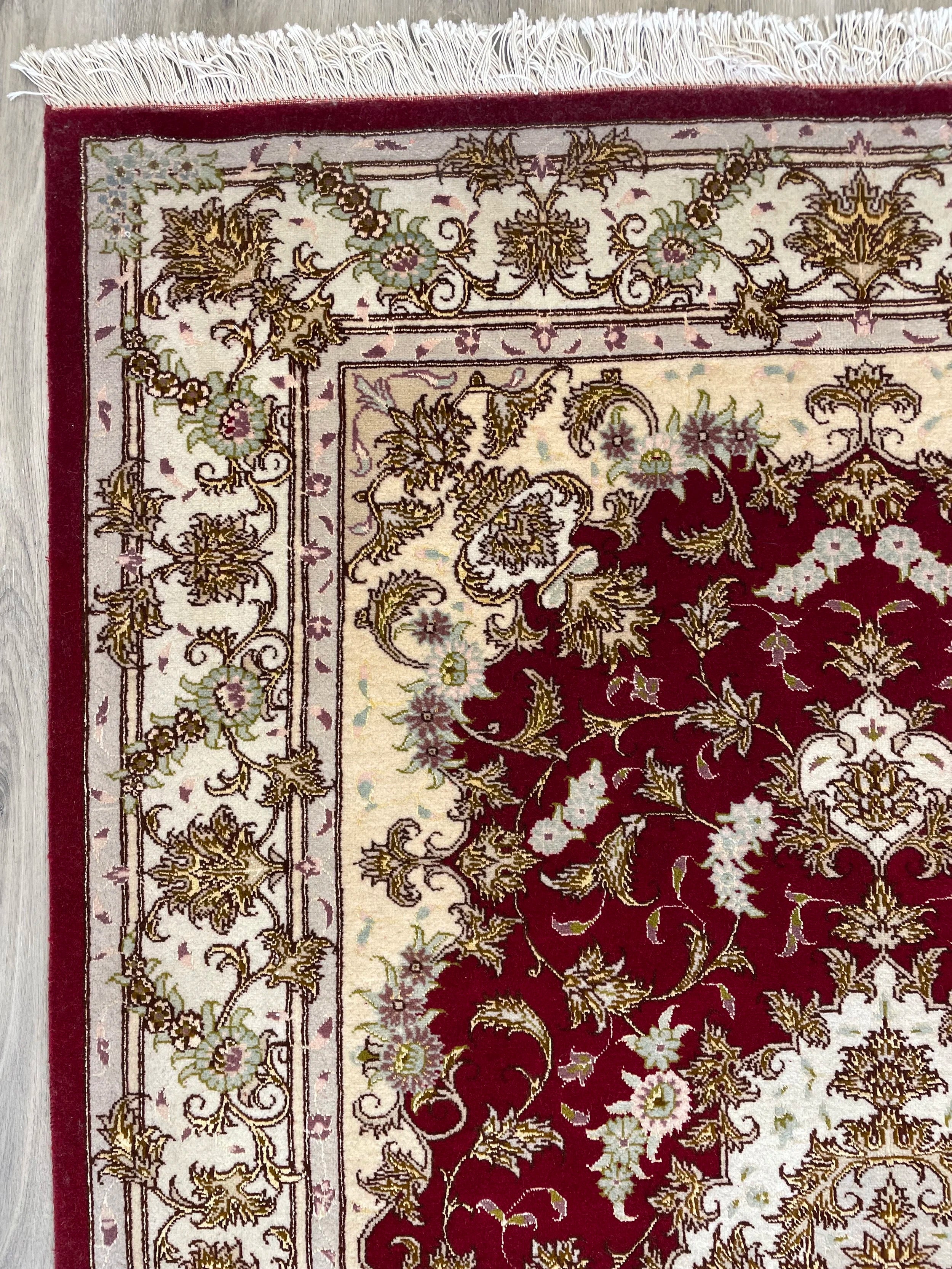 Tabriz Wool & Silk Rug (3'11" x 5'9")